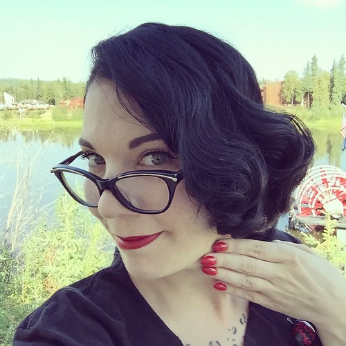 Foam roller set last night, let's see if it will hold up to a day of wearing a motorcycle helmet. It's almost a shame to have to ruin it.  #pinuphair #vintagegirl #vintagehair #pinupstyle #vintagestyle #pincurls #rockabella #rockabilly #bikergirls | by She Knits in Pearls