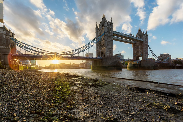 London Tower Bridge at sunset after a thunderstorm