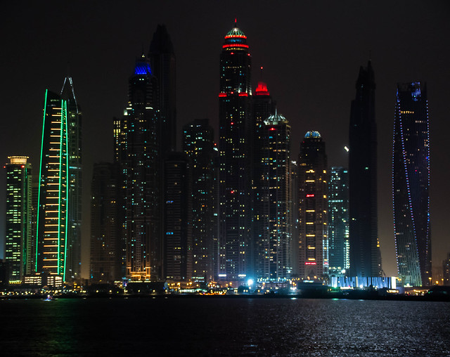 Colorful Dubai Marina skyline