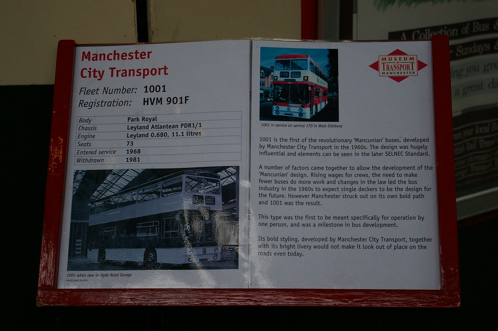 080215 Information Board for the Mancunian 1001 HVM901F at the Manchester Transport Museum