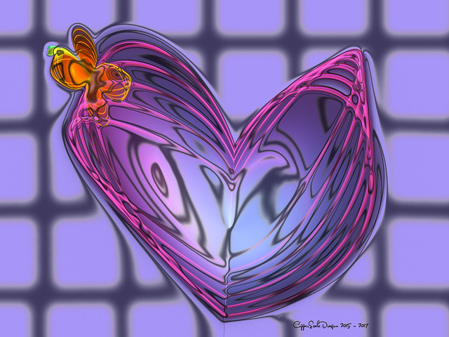 Neon Heart with Butterfly