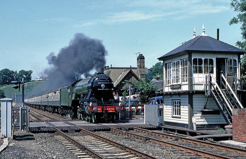 4472 Flying Scotsman passes the box with a southbound CME on 20/7/1982.Shot taken in the yard after seeking permission from the signalman
Copyright David Price
No unauthorised use please