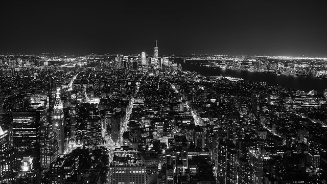 Lower Manhattan - Night shot - BW