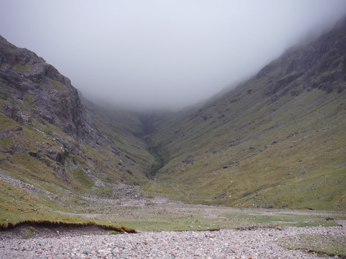 Lost Valley in very low clouds SWC Glencoe Trip 21-28/05/17 24/05/17 The Lost Valley (Coire Gabhail)