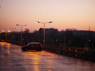 Winter sunset at the railway station