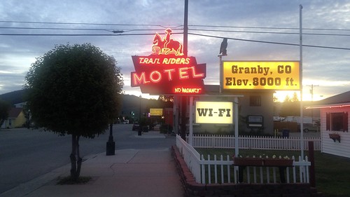 trailriders motel colorado granby neon sign novacancy elev8000ft wifi sunset picketfence plasticowl lollipoptree