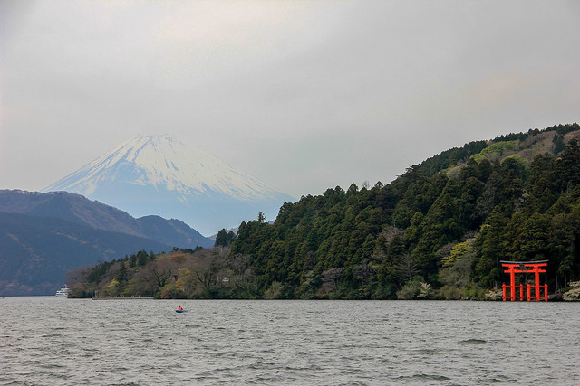 Mount Fuji and the Torii Gate of Hakone-Jinja