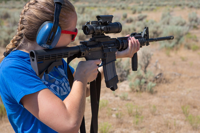Nicole putting the M-4 and new scope through the paces