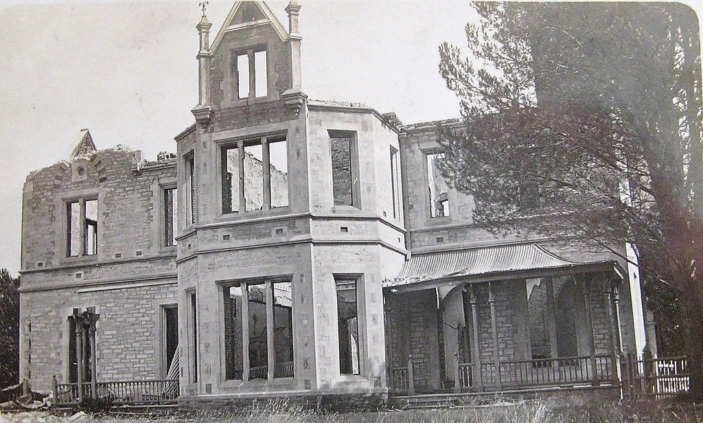 Ruins of Mount Breckan mansion, Victor Harbour, S.A. - after being destroyed by fire in 1908
