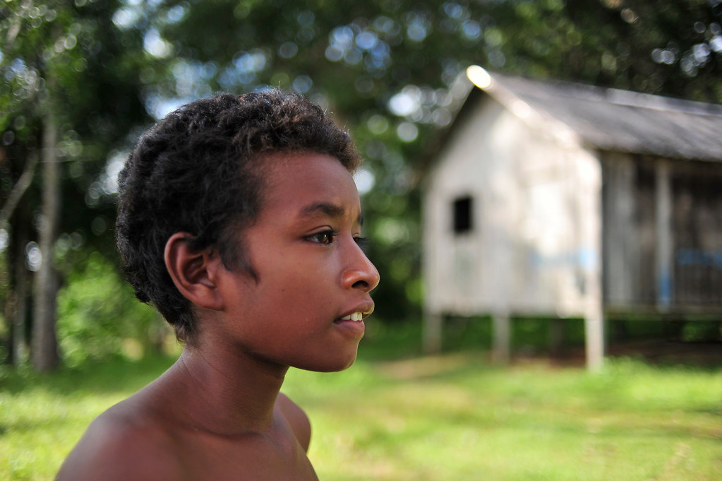 Child in the village of Boa Vista, on the border of the Juma Reserve in the Brazilian Amazon.