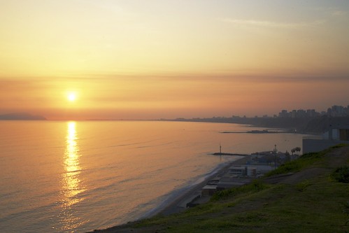 peru lima sunset sun southamerica ocean water travel view
