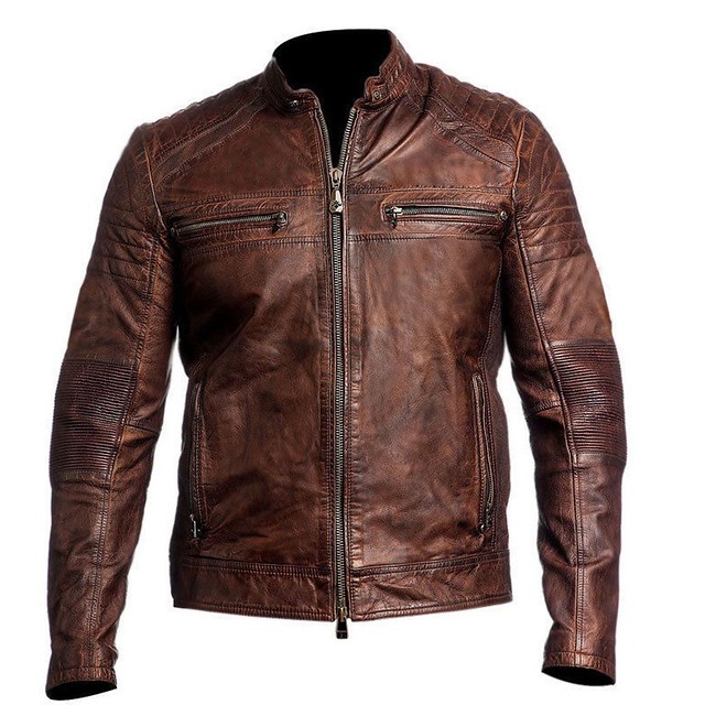 Café Racer Brown Leather Jacket