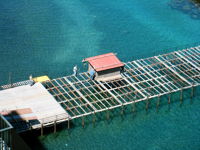 Sorrento, Italy - putting flooring onto pier