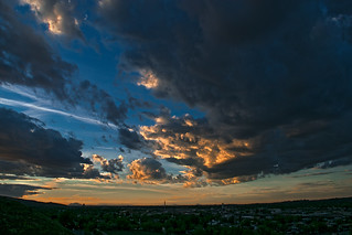 Wide angle sunset clouds looking out onto the Snake River Plain