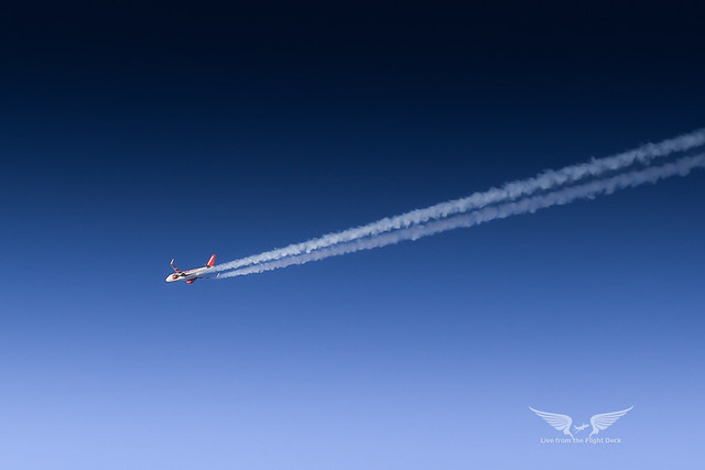 Air to air with an easyJet Airbus A320, flying 2000ft above us