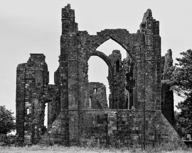 Lindisfarne Priory Ruins - Black and White