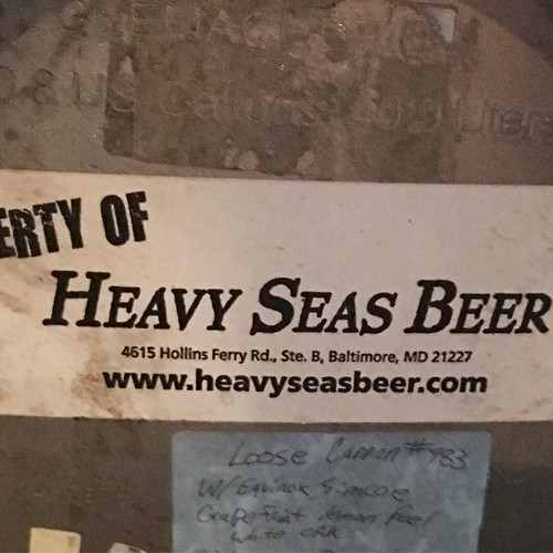 CASK IS TAPPED! Get down to @rogueisland @heavyseasbeer #hughishere #cask #firkinfriday #loosecannon #equinox #whiteoak #firkin | by rogueisland