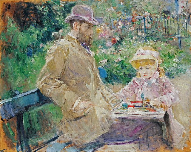 Berthe Morisot - Eugène Manet and his daughter Julie at Bougival 1b fl uhr [1881] - Marmottan -