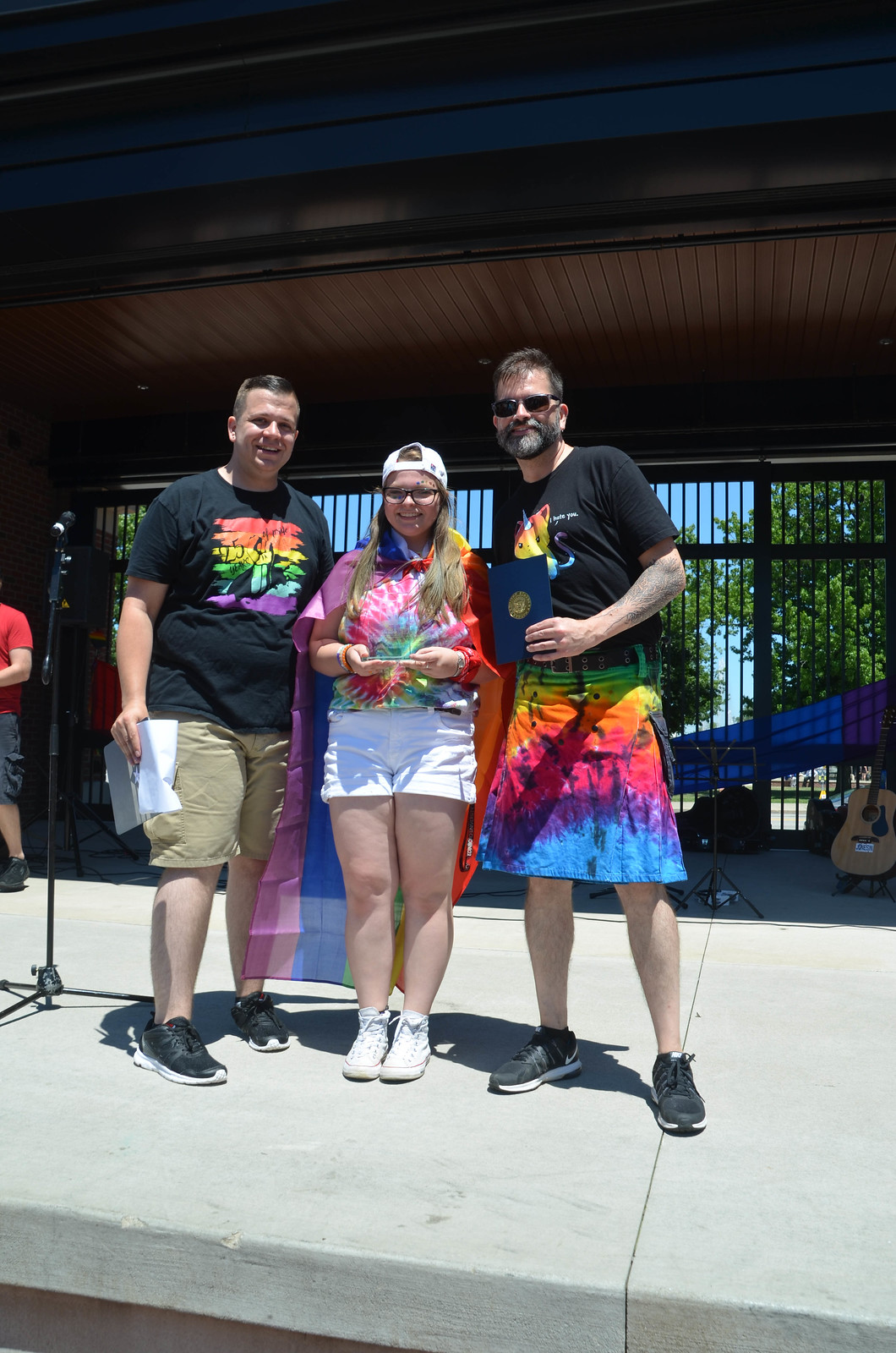 Alex honoring Identity of Edinboro University at Pride Fest. Identity - Edinboro State College students Tim Goss, Harry Miller and Ted Matthews, along with others, started an organization for gay students which was called the Homophile League. Tim Goss al