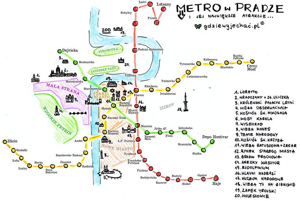 Prague metro map with attractions | Mattgrangerphotography.com