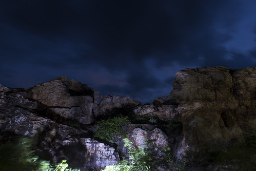 After Sunset, artificial lights glorify the structures! by Arpa Ghosh, kurnool orvakal orvakallu rock gardens haritha aptdc aptourism andhra pradesh quartz landscape india