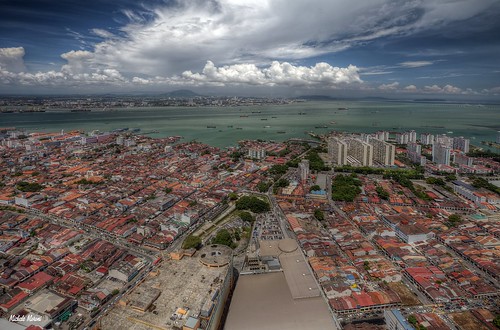 landscape cityscape lowaerialview aerial asia malaysia penang georgetown rooftopping city travelphotography wonderfulplaces bestofasia buildings sea clouds