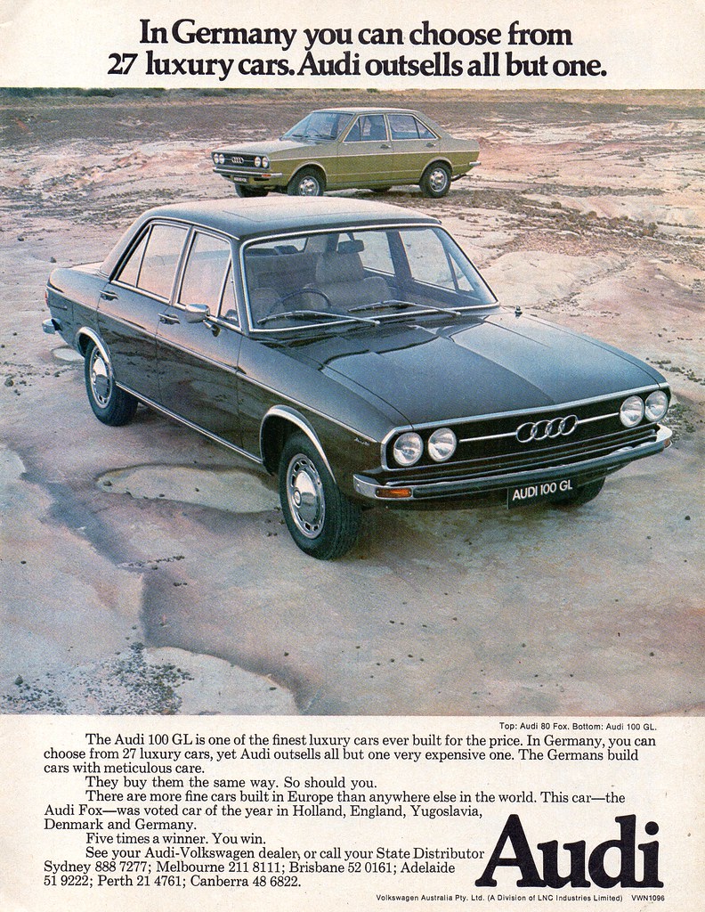 1974 Audi 80 Fox & 100 GL Aussie Original Magazine Adverti ...
