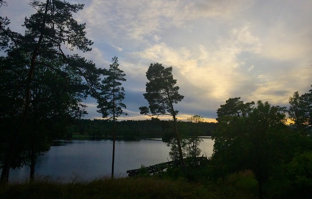 Summer evening by the lake Øymarksjøen in Norway