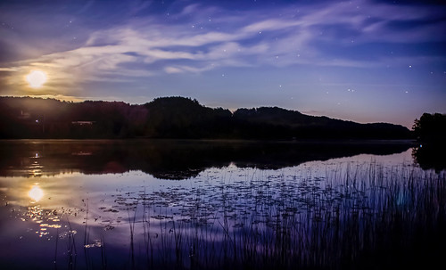 moon light moonlight full water lake river calm still stars night dark low trees nature silhouette reflections blue rural ellsworth michigan sea land landscape seascape shore canon tamron t3i eos dslr golden bright natur breezeway horizon rise lilypad reeds cloud clouds