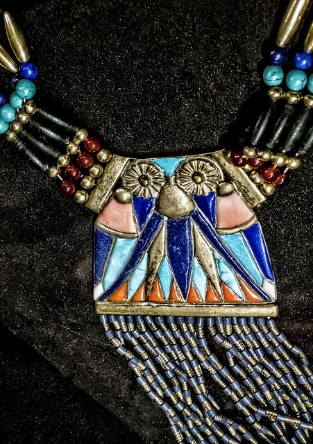 Closeup of counterpoise from necklace with moon pectoral from King Tutankhamun's tomb New Kingdom 18th Dynasty 1332-1323 BC