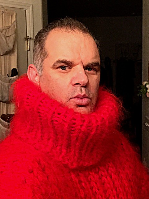 Red Mohair Giant Turtleneck from Tangles Creations