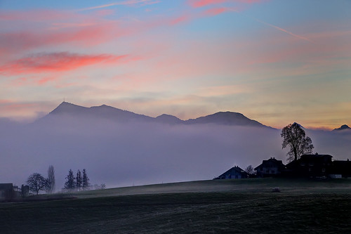 switzerland mountain lucernecanton kriens sunrise fog swissalps