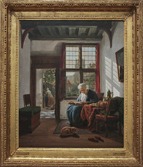 Reading woman at the window, Abraham van Strij