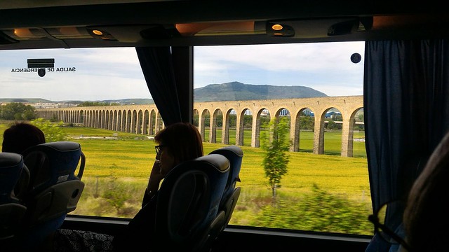 Aqueduct seen on the train to Zaragoza, Spain