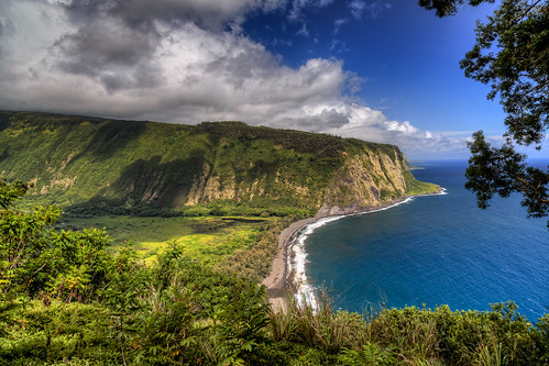 hawaii ocean beach clouds cliff valley bigisland