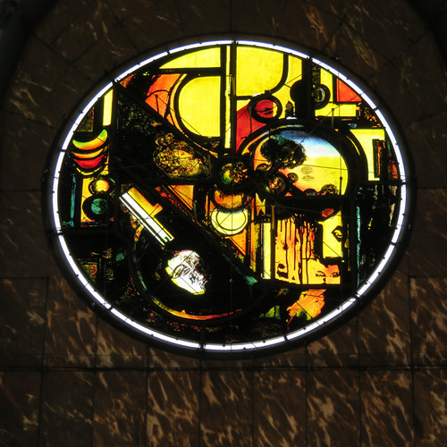 Modern stained-glass window of the Lille Cathedral in France