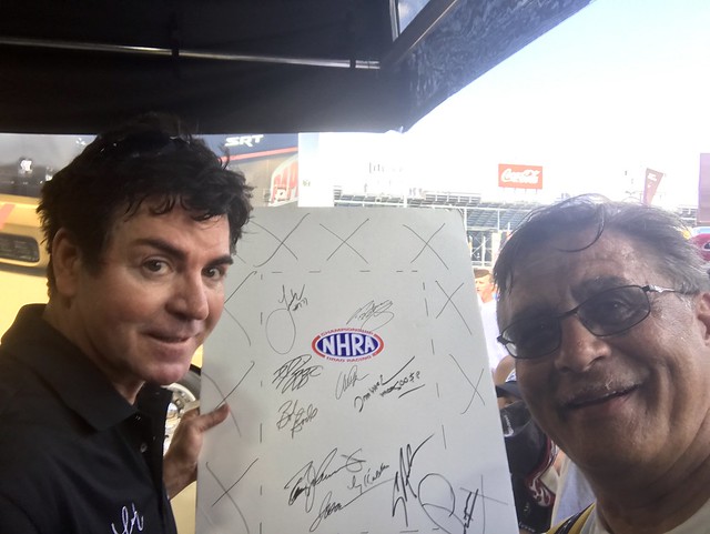 With, John Schnatter, Papa John's Pizza, 2017, NHRA, Nationals, at, Route 66, drag way, 7/8/2017, with my son, Freddie, and my son in law, Dimitri, Fred Weichmann,