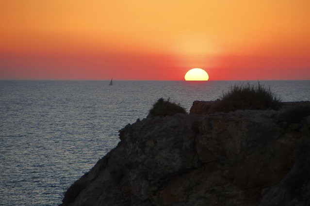 Sunset over cliff