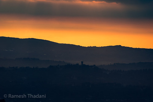 Sunset - Tuscany (1) by Ramesh_Thadani, 2015 bagnoaripoli europe florence italy tuscancountryside tuscany castle clouds countryside dusk hil