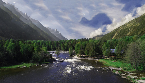 dji phantom4pro artofimages landscape mountains river ar travel drone