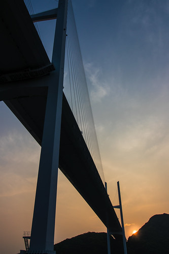 bridge sunset nagasaki japan sky landscape sun