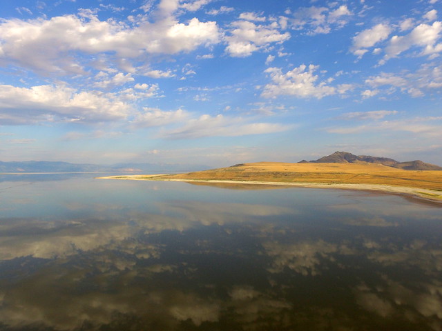 Farmington Bay reflections with Frary Peak in the background