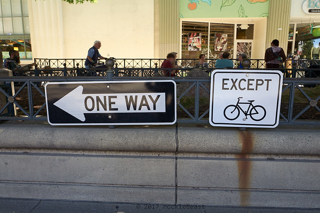 one way except cyclists