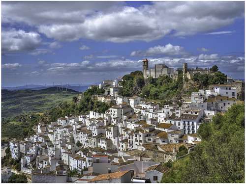 andalusia casares clouds house landscape mediterranean mountain spain sunny village white andalucía