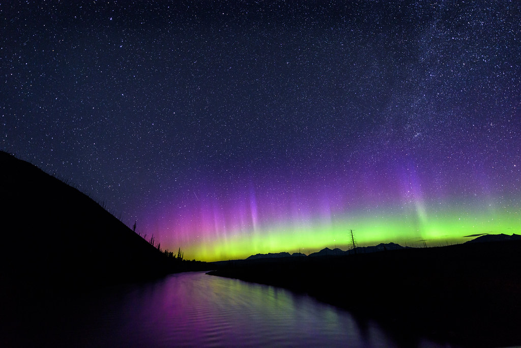 Northern Lights over the North Flathead River, Glacier National Park, Montana