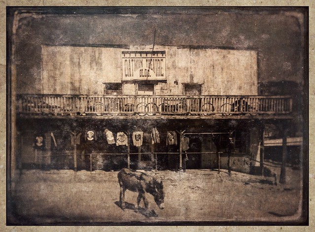 Oatman Theatre #tintype #snapseed #photocopier #rippix #formulas #retro #americana #texture #textures #route66 #arizona #oatman #oatmanaz