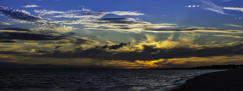outside sunset evening shingle clouds fawley stokesbay chriswillis3 panorama stitched orange nikond5200