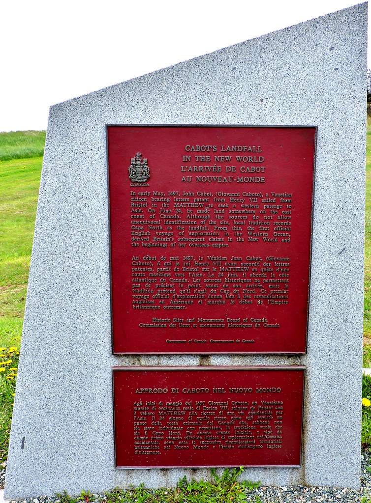 Plaque about John Cabot, European discoverer of what is now Canada