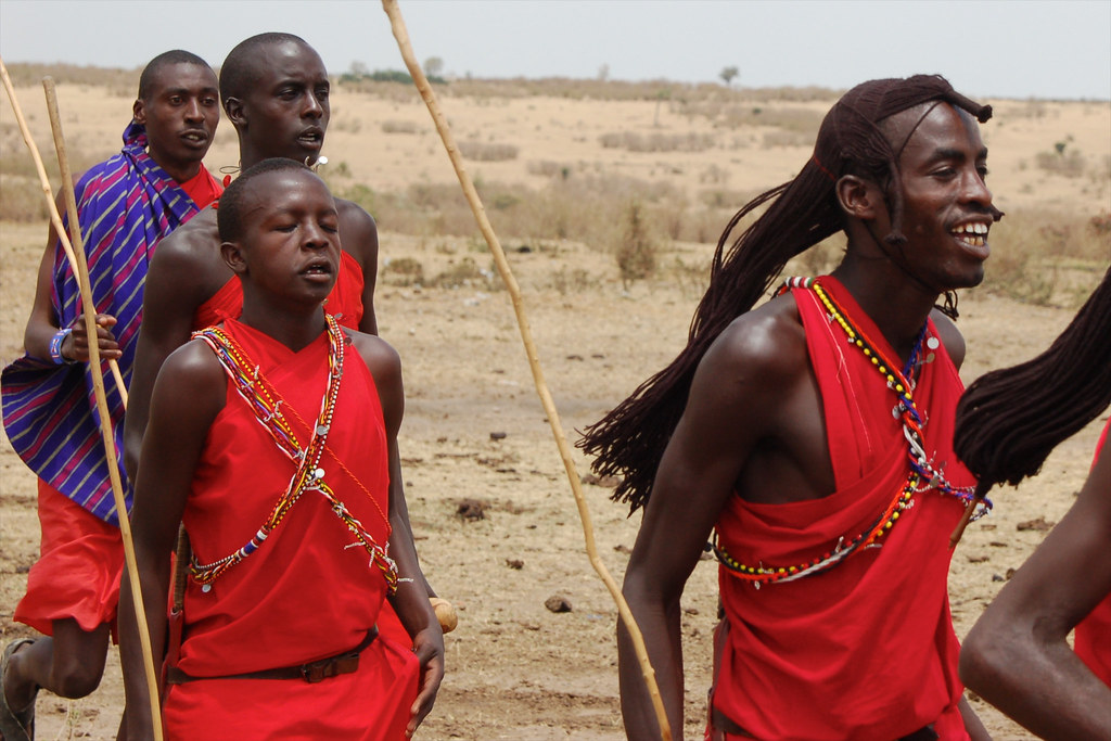 Maasai men tending to the herd. Kenya.