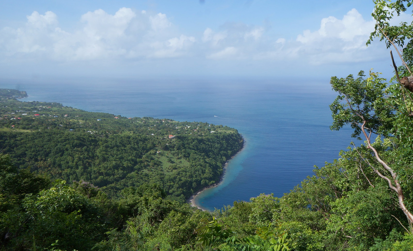 View of a tropical beach seen while hiking Gros Piton in Saint Lucia